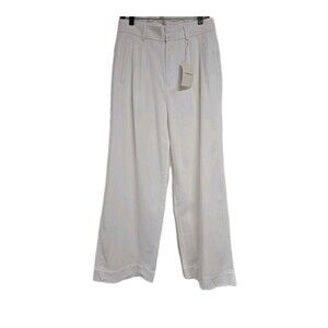 Everlane The Way High Wide Leg Pants ‎ Pleated Tencel Cotton White Size 8-S READ